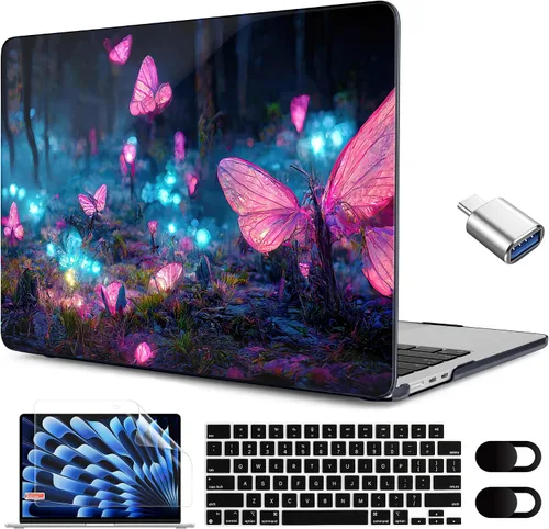 Miniatura 49 de MEEgoodo Funda para MacBook Air M5/M4/M3/M2 de 15 pulgadas 2026 2025 2024 2023, funda compatible con el modelo (A3448/A3241/A3114/A2941)