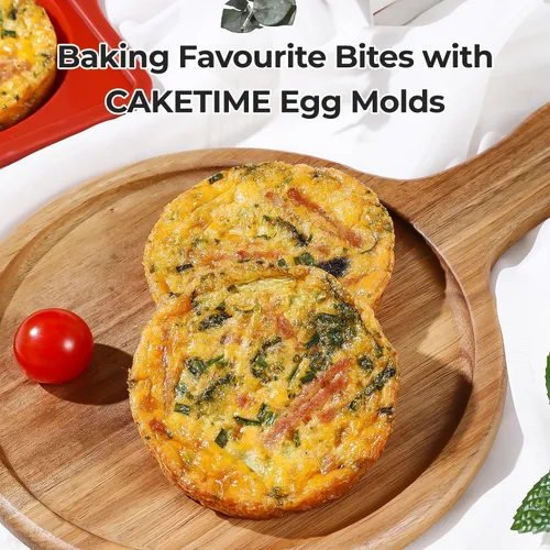 Miniatura 4 de CAKETIME Molde de silicona jumbo con marco de metal, molde redondo antiadherente de 4 pulgadas para hornear huevos para horno, magdalenas inglesas