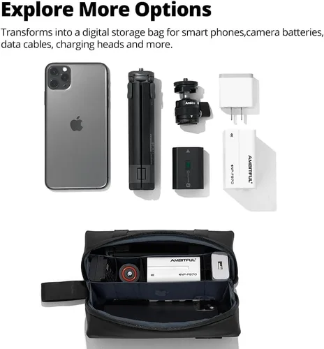 Miniatura 6 de AMBITFUL ZOOM P1 - Estuche de almacenamiento para DJI Osmo Pocket 3/4/360, bolsa de transporte de piel sintética impermeable, bolsa de viaje de gran