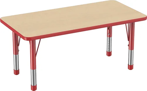 Miniatura 29 de FDP - Mesa rectangular para actividades escolares y aulas (24 x 36 pulgadas), patas gruesas para niños pequeños, altura ajustable de 15 a 24