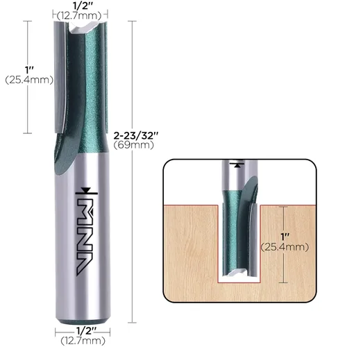 Miniatura 2 de MNA Broca recta de doble flauta de 1/2" (diámetro) con vástago de 1/2" (12-116), verde