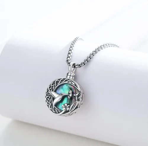 Miniatura 2 de JUSTKIDSTOY Collar con colgante de colibrí de plata esterlina S925 con flores, pájaros, animales, joyería de regalo para mujer