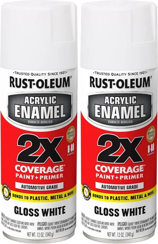 Rust-Oleum 271919 - Pintura en aerosol de esmalte acrílico 2X, 12 onzas, color blanco brillante (paquete de 2)
