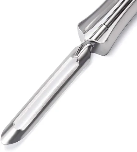 Miniatura 3 de Pelador multiusos de acero inoxidable Cortadora/pelador de queso y frutas y verduras Old School Premium, plateado, 0.6 pulgadas x 6.7 pulgadas