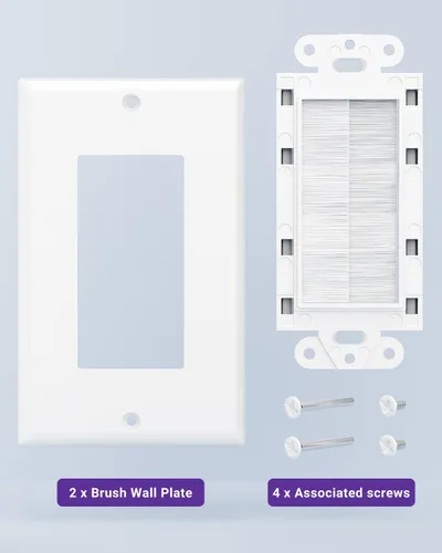 Miniatura 6 de VCE Brush - Paquete de 10 placas de pared, insertos de paso de cable para cables, correa de acceso de cable de una sola banda, enchufe de pared