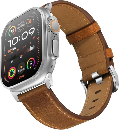 Miniatura 21 de UUPWPOKT - Correa de cuero compatible con Apple Watch Ultra 3/2/1 de 49/46/45/44/42 mm, correa de cuero genuino para iWatch Ultra Series 11 10 9 8 7