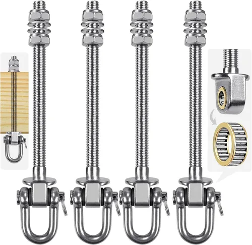 Miniatura 12 de SELEWARE Perchas de columpio resistentes con rodamientos, paquete de 6 – Accesorios de columpio de acero inoxidable para patio y parque infantil