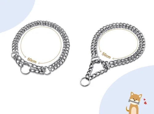 Miniatura 6 de Collar de cadena para perro, collar de martingala de metal, chapado en cromo para entrenamiento, a prueba de masticación, collar de doble eslabón