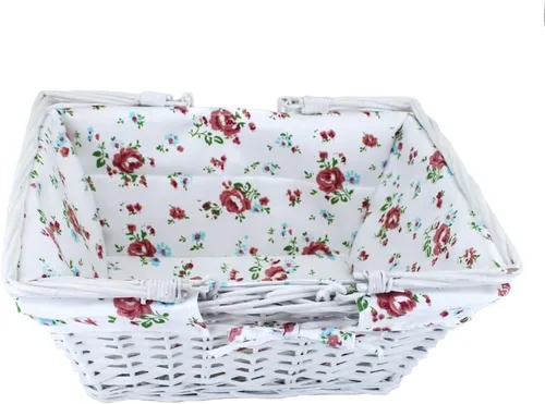 Miniatura 8 de Cesta de regalo de mimbre de color blanco con asas plegables dobles, Kingwillow (blanco)