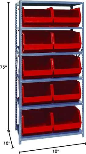 Miniatura 195 de Quantum QSBU-245BK Heavy Duty Shelving Unit with (7) Shelves and (24) QUS245 Black Bins for Garage Warehouse Storage Distribution 400 lb Load