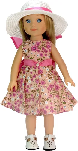 Miniatura 7 de American Fashion World Vestido de lunares y rayas para muñecas de 14 pulgadas Calidad premium y diseño moderno Ropa de muñecas Moda de ropa