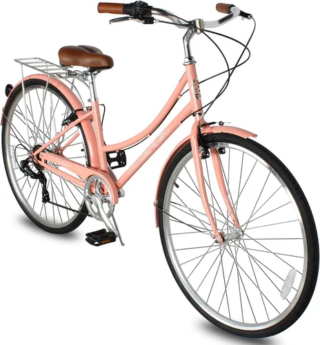 Miniatura 21 de MICARGI Bicicleta híbrida para adultos de 24/26 pulgadas, bicicleta híbrida de 1/7 velocidades para mujeres, hombres, personas mayores, bicicleta