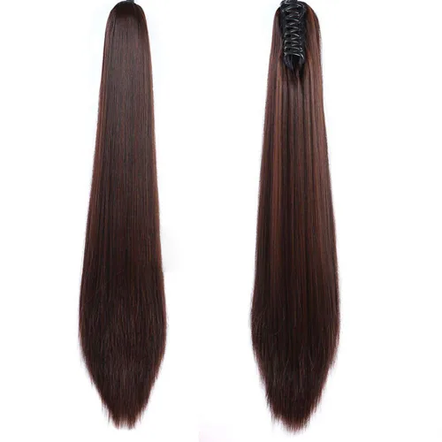 Miniatura 2 de Remeehi Extensiones de cabello humano 100% real, cola de caballo, extensiones de cabello lacio con clip de garra, 15 pulgadas
