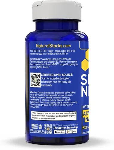 Miniatura 9 de NATURAL STACKS Paquete de suplemento Smart Ginkgo Biloba y Smart NMN - Soporte cerebral extra fuerte y apoyo NAD+* - 120 cápsulas totales