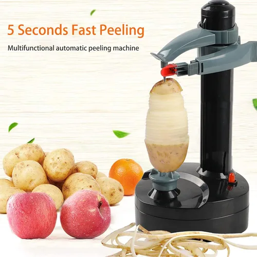 Miniatura 7 de Pelador de patatas eléctrico con 23 cuchillas de repuesto Rotato Express de acero inoxidable, pelador automático giratorio para frutas y verduras