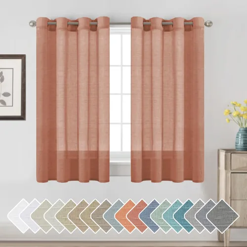 Miniatura 118 de H.VERSAILTEX Cortinas de 96 pulgadas de largo, cortinas de lino/cortinas transparentes de mezcla de lino natural/paneles/cortinas para sala