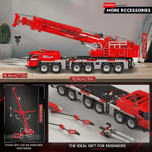Miniatura 5 de Mould King 17065 GMK Kit de construcción de grúa móvil, más de 4566 piezas, modelo de camión de ingeniería de control remoto con motores, juguete