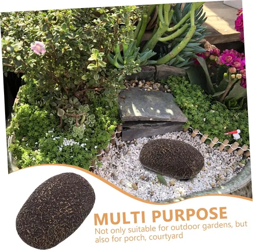 Miniatura 3 de POPETPOP Llavero de piedra realista para exteriores, caja de llaves para jardín, porche, patio oculto