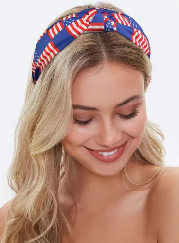Miniatura 6 de Huachi Bandas para la cabeza con bandera americana para mujeres, anudadas, accesorios de diadema del 4 de julio para mujeres, banda patriótica