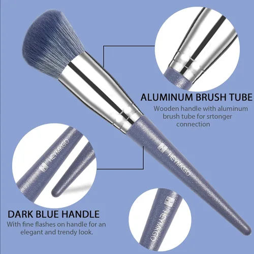 Miniatura 4 de Brochas de Maquillaje, HEYMKGO Juego de 16 Brochas de Maquillaje Profesionales Sintéticas para Base Difuminado Rubor Brochas Faciales, Kit de Azul
