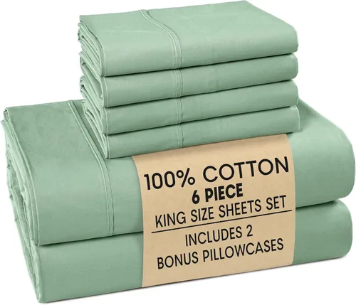Miniatura 115 de Casa Platino Sábanas de cama individual XL, sábanas de 100 % algodón con 2 fundas de almohada, tejido percal crujiente y sensación acogedora, verde