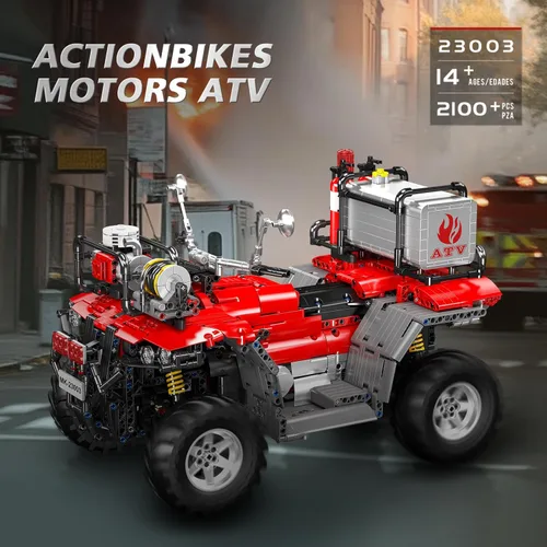 Miniatura 7 de Mould King 23003 Rescure Fire - Juego de construcción de motocicleta a control remoto con 4 motores, modelo de automóvil para construir