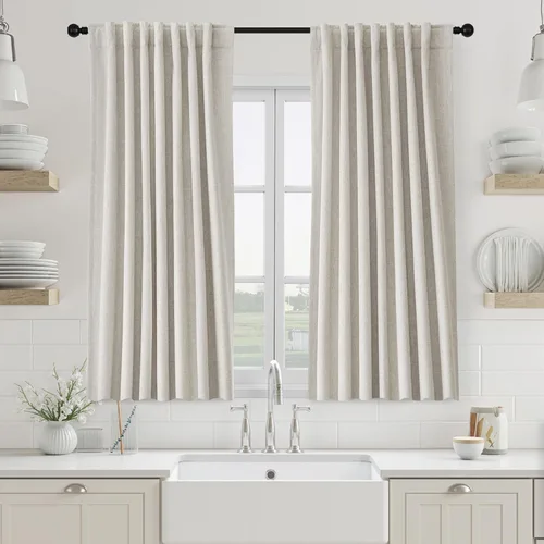 Miniatura 63 de UHITECH - Cortinas opacas beige para sala de estar, cortinas cortas de 35 pulgadas para habitación, cortinas negras para ventanas pequeñas, paneles