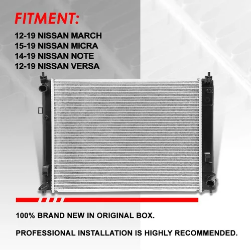 Miniatura 6 de Auto Dynasty Radiador compatible con 12-19 March Micra Versa Note, DPI 13303 Radiador de refrigeración de 1 fila estilo fábrica, núcleo de aluminio