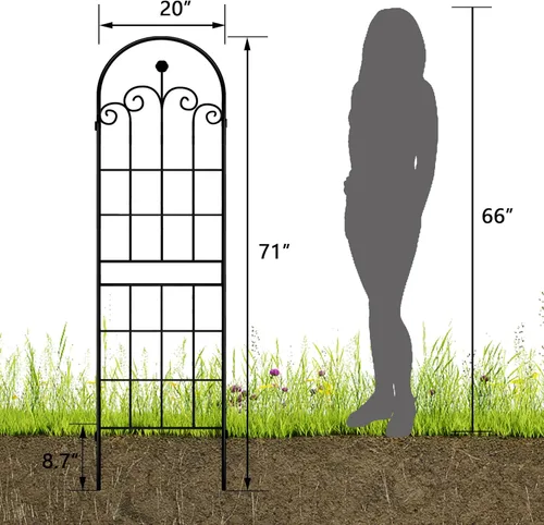 Miniatura 2 de LZRS - Paquete de 2 arcos de hierro rústico de 71x20 pulgadas para decoración de jardín con enrejado con revestimiento de metal negro – Perfecto