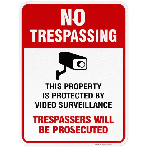 Miniatura 17 de Señal de videovigilancia No Trespassing, cámara de seguridad CCTV, 24 x 30 pulgadas, 3M EGP reflectante aluminio .080, resistente a la decoloración