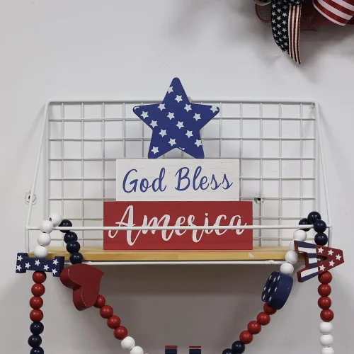 Miniatura 5 de MEETYAMOR Decoraciones del 4 de julio, Día de los Caídos de Dios bendiga América con estrella, decoración patriótica del Día de la Independencia