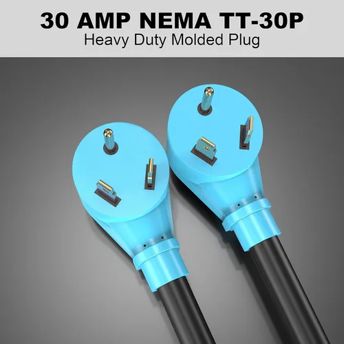 Miniatura 3 de CircleCord Cable adaptador en Y para RV con certificación ETL, dos de 30 amperios a 50 amperios, enchufe macho NEMA TT-30P a hembra 14-50R con mango