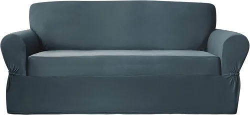 Miniatura 7 de Zenna Home, Funda para muebles color chocolate/marrón: Funda elástica de felpa de 1 pieza para sofá biplaza (EFCLSTCH)