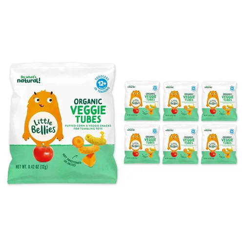 Little Bellies Tubitos Orgánicos de Verduras Bocadillo para Niños Pequeños (Paquete de 7 x 0.42 oz Paquetes Individuales)