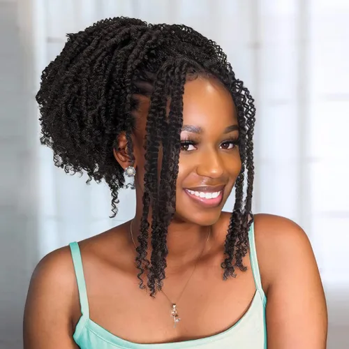 Miniatura 14 de COOKOO 9 paquetes de extensiones de cabello sintético de ganchillo pretrenzado de 6 pulgadas, trenzas mini de pasión preenlazadas, trenzas 1b#