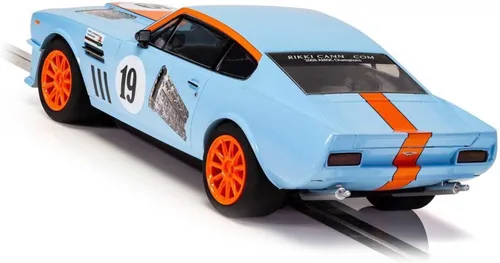 Miniatura 5 de Scalextric Aston Martin V8 Gulf #19 Rikki Cann Racing 1:32 Slot Race Car C4209, Azul Claro y Naranja