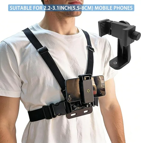 Miniatura 3 de Soporte ajustable para arnés de correa de pecho para teléfono celular, soporte de clip para iPhone, GoPro Hero, AKASO, DJI Osmo cámaras de acción