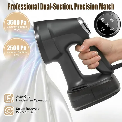 Miniatura 2 de Vaporizador de vacío para ropa de mano: succión ajustable de 2500 a 3600 Pa, sin fugas y vapor estable, vaporizador portátil para ropa de viaje