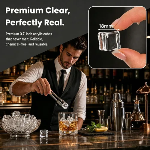 Miniatura 7 de Hacaroa Paquete de 150 cubitos de hielo falsos transparentes, de 0.7 pulgadas (0.709 in), de acrílico, decorativas, cuadradas, cristales