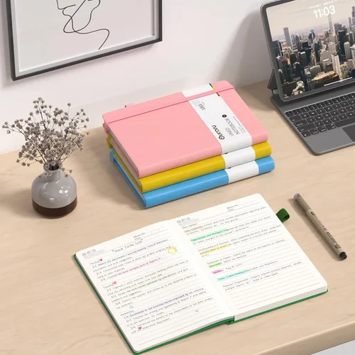 Miniatura 7 de Oucaru Cuaderno rayado, paquete de 4, 180 páginas, diarios A5 para escribir, papel grueso de 100 GSM, cuadernos pequeños diarios para mujeres y 4