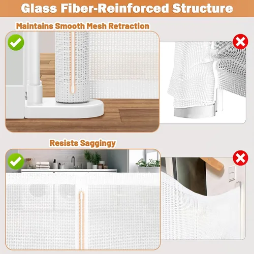 Miniatura 5 de Puertas de bebé retráctiles para escaleras, Pravoluxmax puerta retráctil extra ancha de 78" con varillas de soporte para la casa, puerta de Blanco