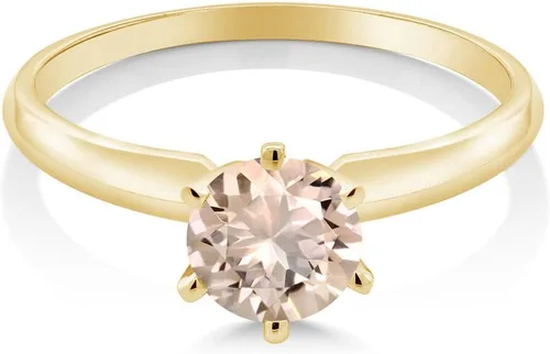Miniatura 58 de Anillo de compromiso solitario con piedra preciosa redonda de oro amarillo de 14 quilates de 0.236 in para mujer Ajuste clásico de 6 puntas
