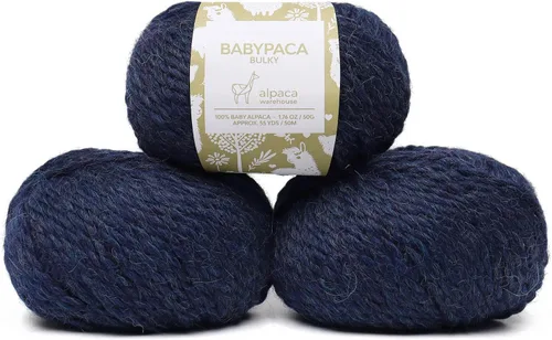 Miniatura 33 de Juego de 3 madejas 100% de lana de alpaca bebé, peso voluminoso, fabricadas en Perú, celestial suave y perfecto para tejer y tejer a ganchillo