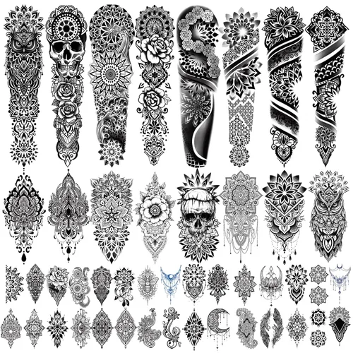Miniatura 9 de Yazhiji 48 hojas de tatuajes temporales cristianos de brazo completo para adultos, tatuajes falsos de medio brazo religiosos de Jesús Cristo, cruz
