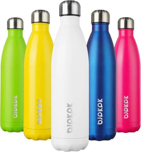 Miniatura 120 de BJPKPK Botellas de agua de acero inoxidable con aislamiento de 17 onzas, mantiene el frío y el calor, brillante oro rosa Oro rosa brillante