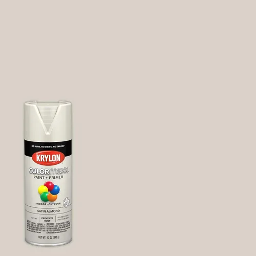 Miniatura 3 de Krylon K05554007 COLORmaxx Pintura en aerosol y base para uso en interiores y exteriores, color almendra satinada, 12 onzas (paquete de 1)