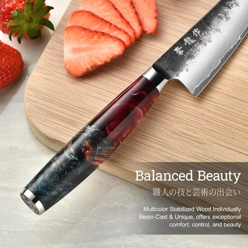 Miniatura 4 de Cuchillo japonés de 5.5 pulgadas, cuchillo de chef profesional forjado a mano VG10, cuchillos de pelar ultra afilados con mango ergonómico, cuchillo