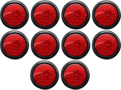 Miniatura 8 de All Star Truck Parts ] Kit de luces redondas de 12 luces LED blancas de 4 pulgadas de parada/giro/cola/marcha atrás/marcha atrás/marcha atrás, Blanco
