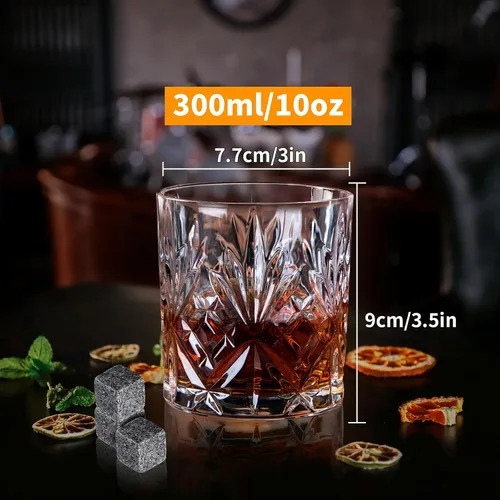 Miniatura 2 de Juego de 2 vasos de whisky de 11 onzas, vasos de vidrio de estilo antiguo, vasos de whisky whisky, vasos de whisky escocés para coñac, cóctel, ron