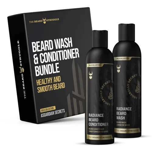 Miniatura 10 de The Beard Struggle Radiance - Paquete de lavado y acondicionador para barba para hombre, colección Platino, paquete de 2, Aesir's Triumph, nutre